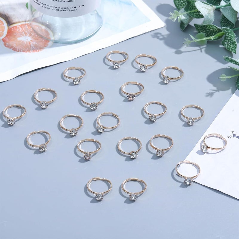NEWITIN 120 Pieces Fake Rings Diamond Engagement Rings Silver Ring for Bridal Shower Party Game Wedding Table Decorations - Image 3